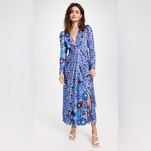 Floral Blue Wrap Dress